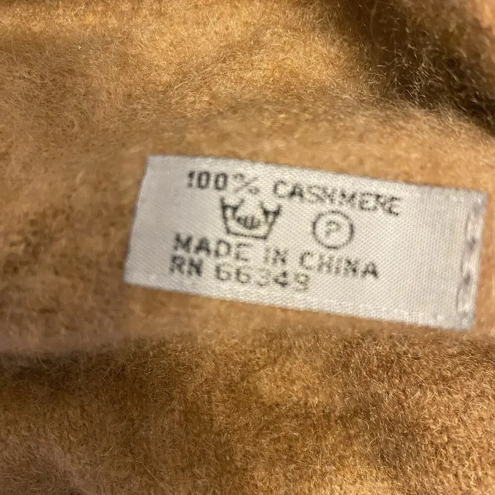 Vintage Unbranded 100% Cashmere Cowl Snood Scarf Neck Warmer Brown Soft Luxury